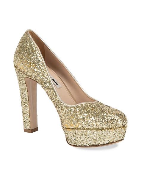 miu miu gold glitter heels|miu miuu heels.